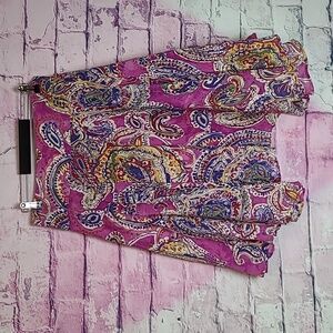 LAUREN RALPH LAUREN PAISLEY PURPLE TIE DYE HANDKERCHIEF HEM LINED SKIRT M PETITE